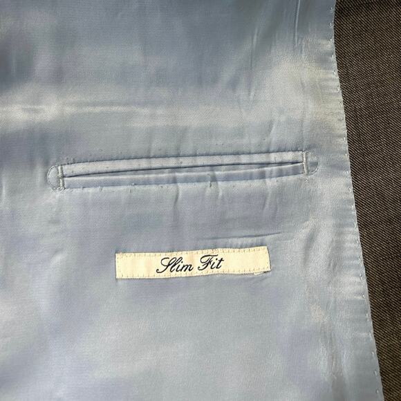 Charles Tyrwhitt 100% Wool Men's Gray Slim Fit Two Button Coat Blazer Jacket 40 - Picture 4 of 5